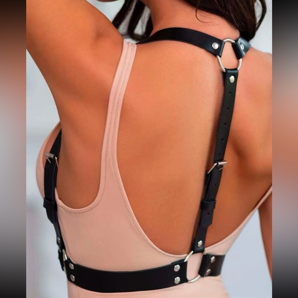 Black O Ring Minimalistic Harness Belt New - Picture 3 of 4